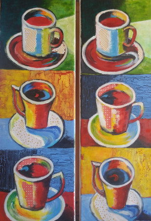 Vôňa kávy, 20x60 cm, akryl, tapeta